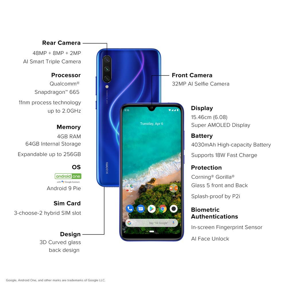 Xiaomi Mi A3 Not Just Blue 4GB RAM 64GB Storage