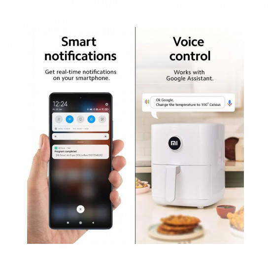 Xiaomi Smart Air Fryer for 4-5 People 90 Less Fat l 1500W Fast Cooking 7 Pre-set Menus Grill Bake Fry Roast Reheat Defrost 40-200C l Dual Speed Technology Voice Control 90 Recipe