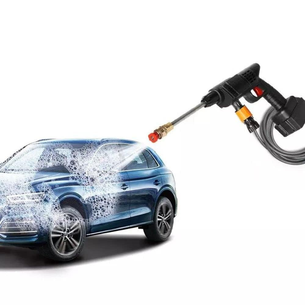 YOGIMOONI Wireless High Pressure Washer for Car Washing 48V Rechargeable Electric Pressure Washer Gun Machine Tool for Bike Cleaning Gardening with Adjustable 3 in 1 Nozzle and 5M Hose Pipe