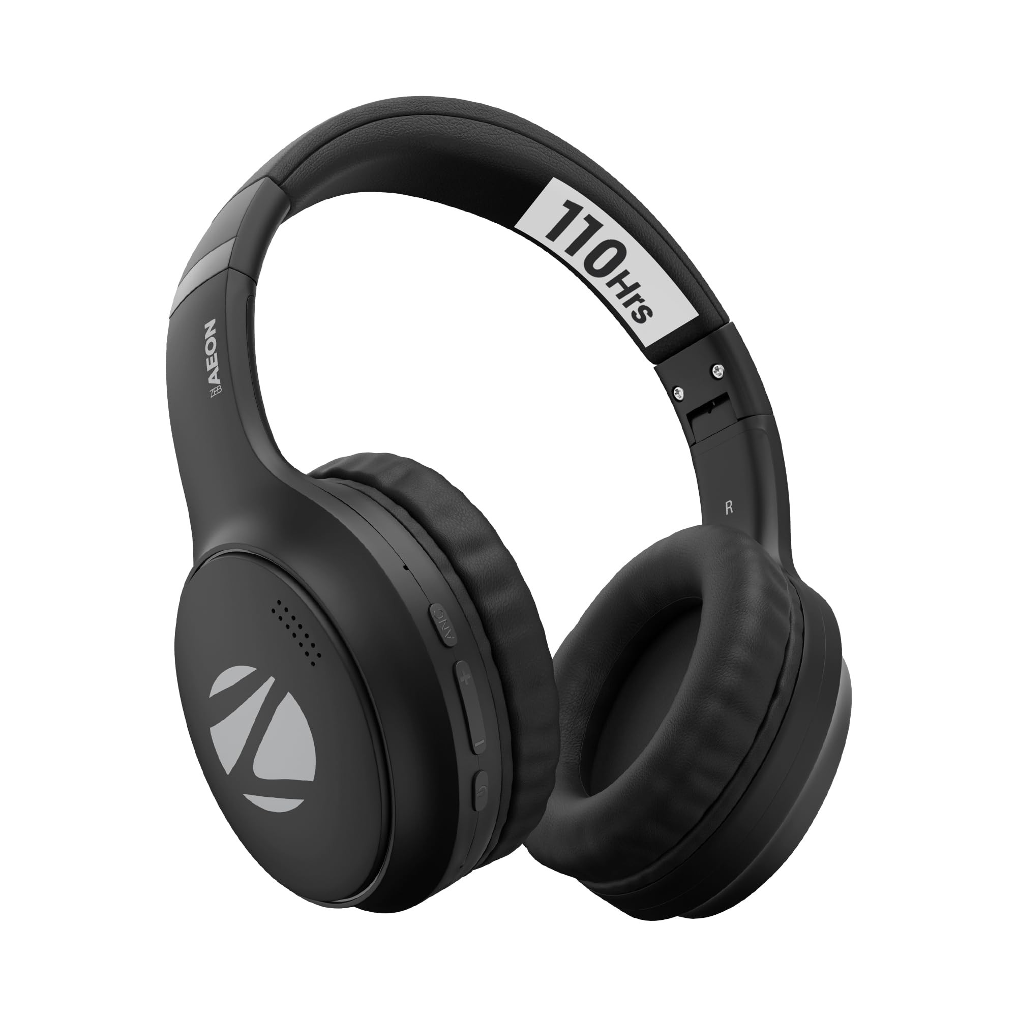 ZEBRONICS AEON Over Ear Wireless Headphone with 110h Battery Backup Supports Bluetooth AUX Gaming Mode ENC Dual Pairing Rapid Charging Black