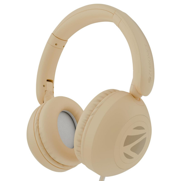 Image of Zebronics Boom Wired Headphone, Over Ear, in-Line MIC (Beige)