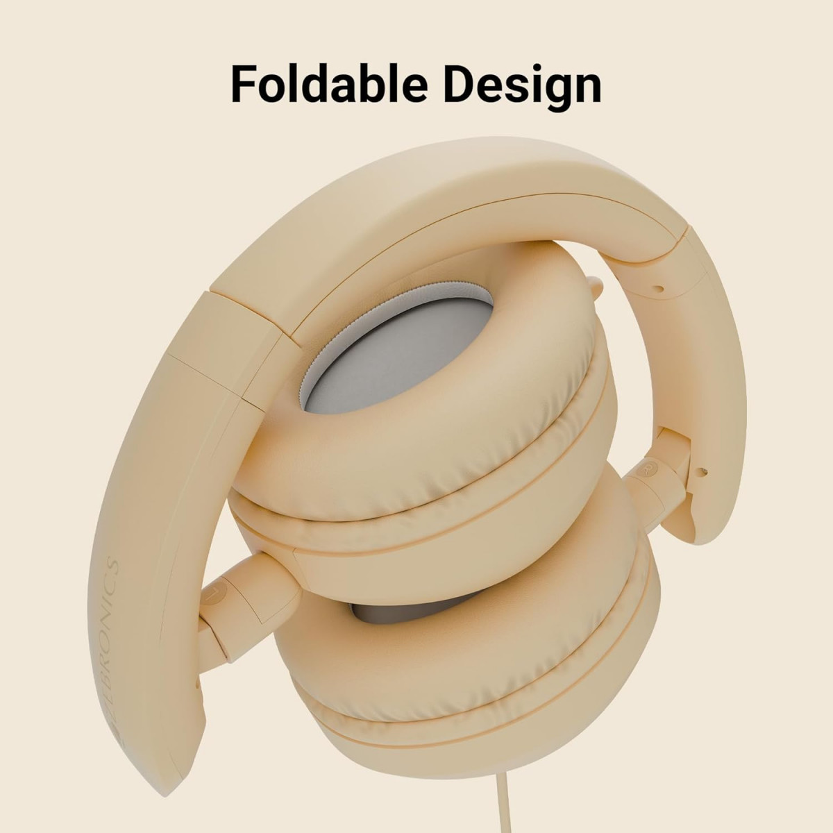 Zebronics Boom Wired Headphone Over Ear in-Line MIC Beige