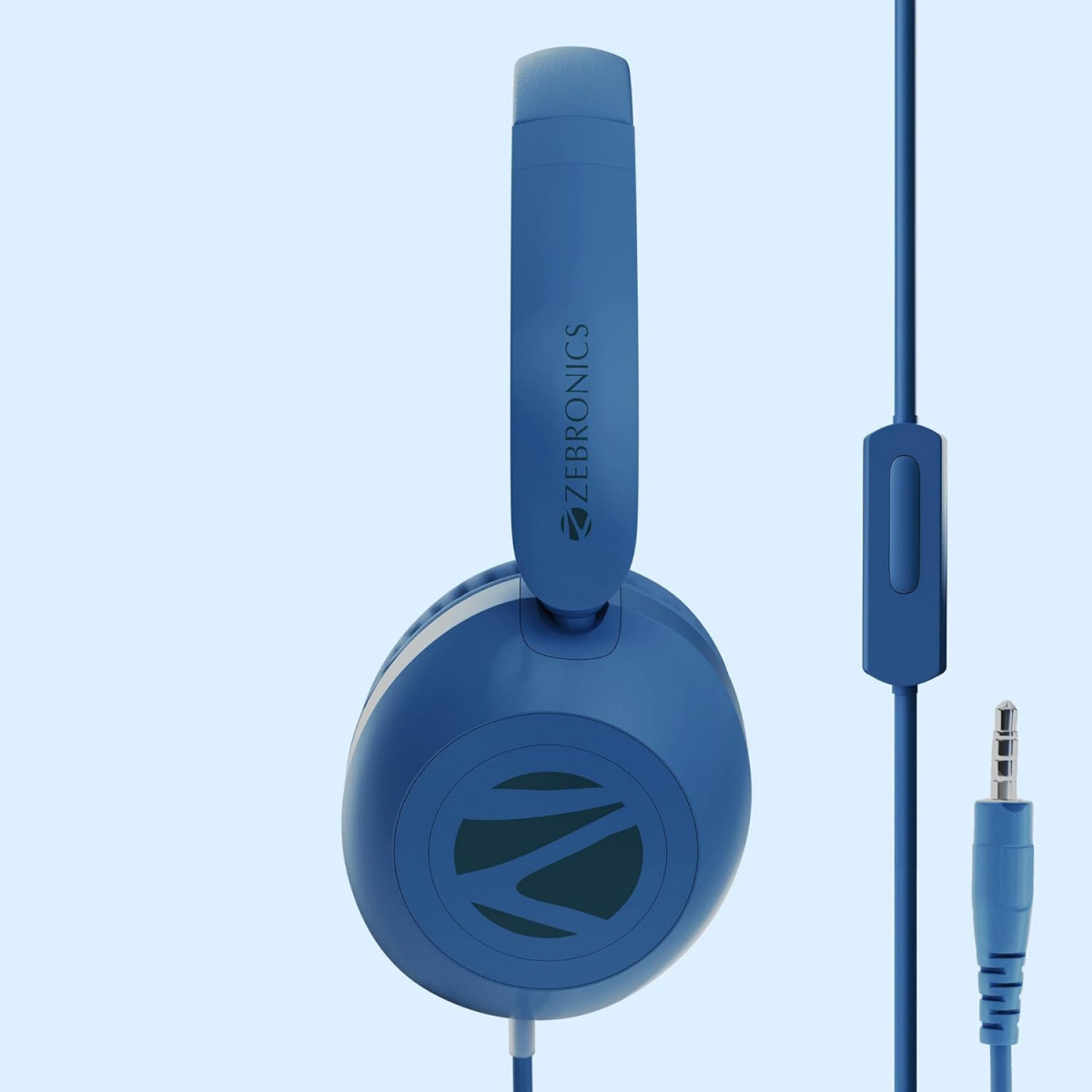Zebronics Boom Wired Headphone Over Ear in-Line MIC Blue