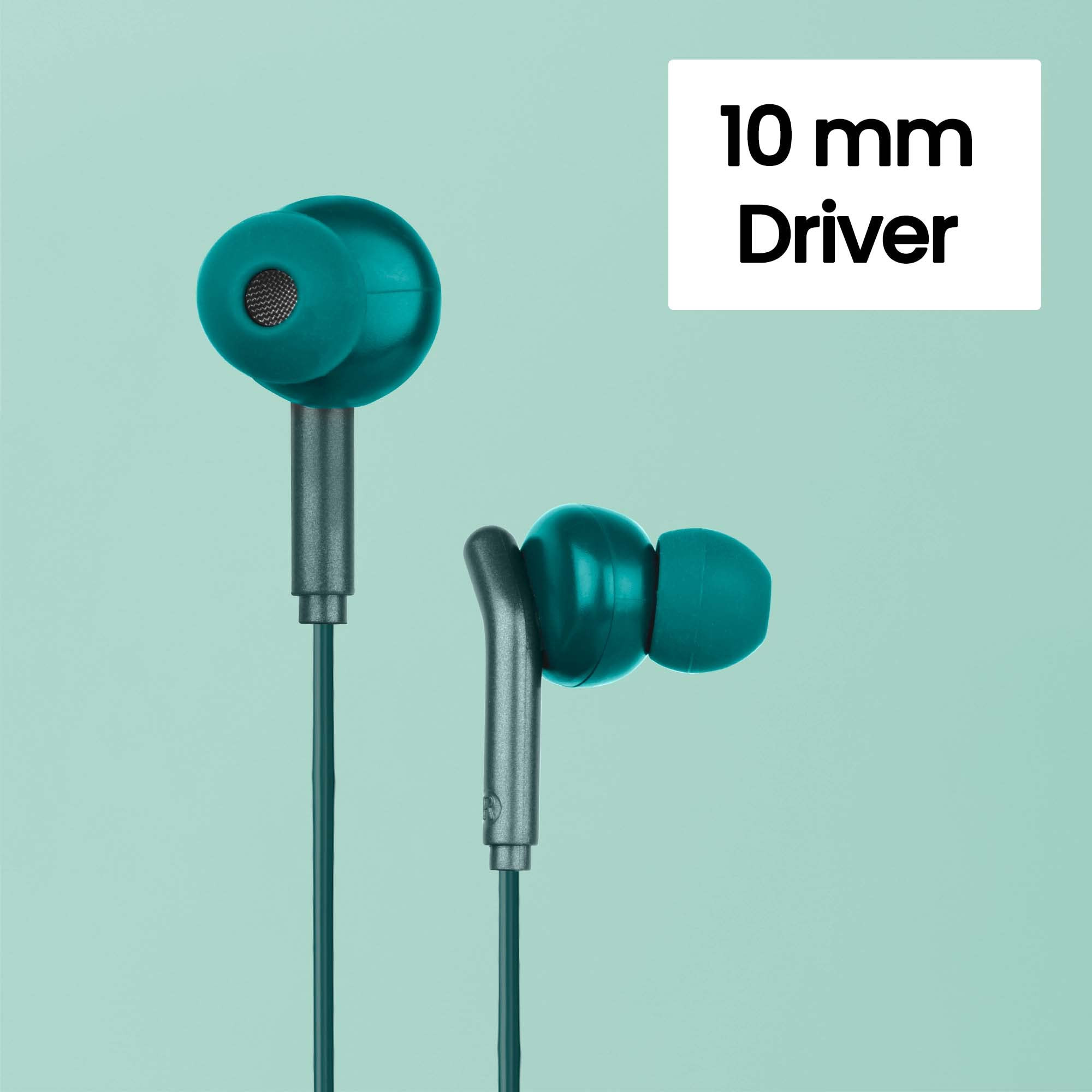 ZEBRONICS Bro in Ear Wired Earphones with Mic 35mm Audio Jack 10mm Drivers PhoneTablet Compatible Green