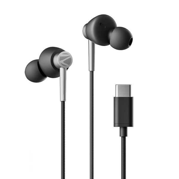 Image of ZEBRONICS Buds 50C in Ear Type-C Earphone Wired Headphones with in-Line Mic, Metallic Design, Volume Control, 1.2M Cable, 14Mm Driver with Wired Connection