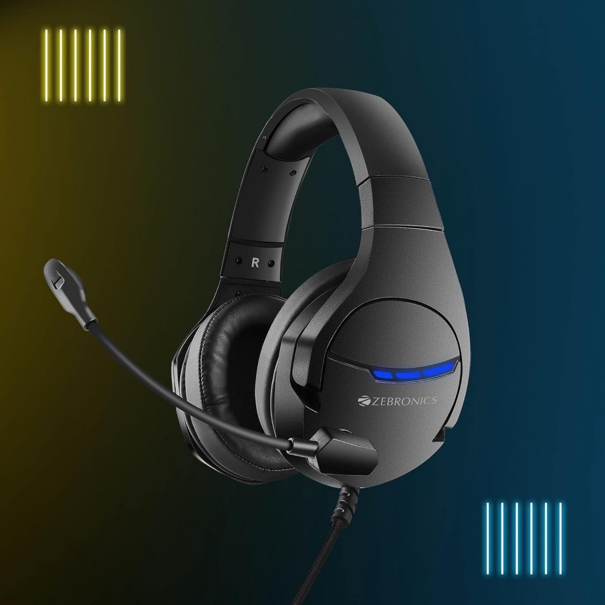ZEBRONICS Crusher USB Gaming Over Ear Headphone with Advanced Black