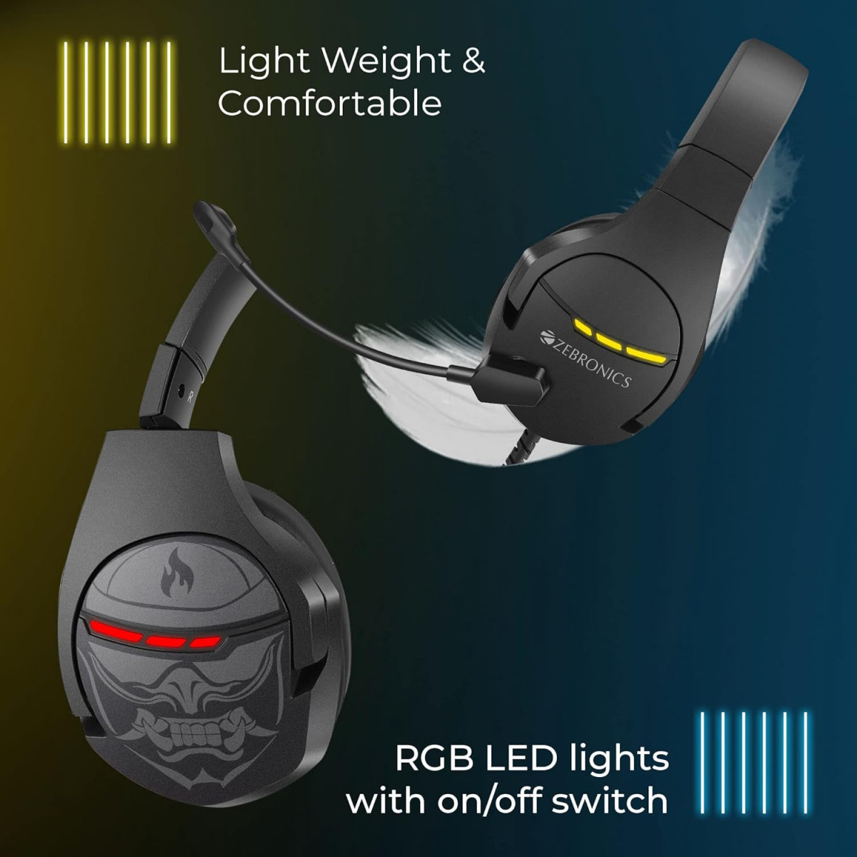 ZEBRONICS Crusher USB Gaming Over Ear Headphone with Advanced Black