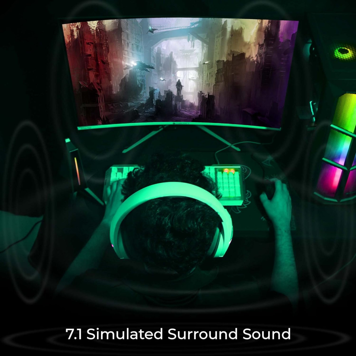 ZEBRONICS Crusher USB Gaming Over Ear Headphone with Advanced Black