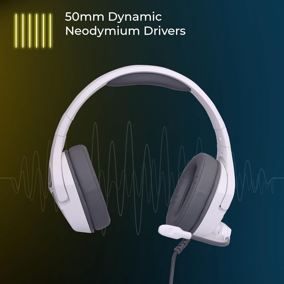 ZEBRONICS Crusher USB Gaming Wired Over Ear Headphone with Advanced Software White