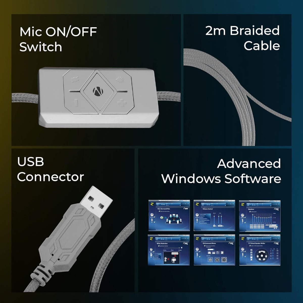 ZEBRONICS Crusher USB Gaming Wired Over Ear Headphone with Advanced Software White