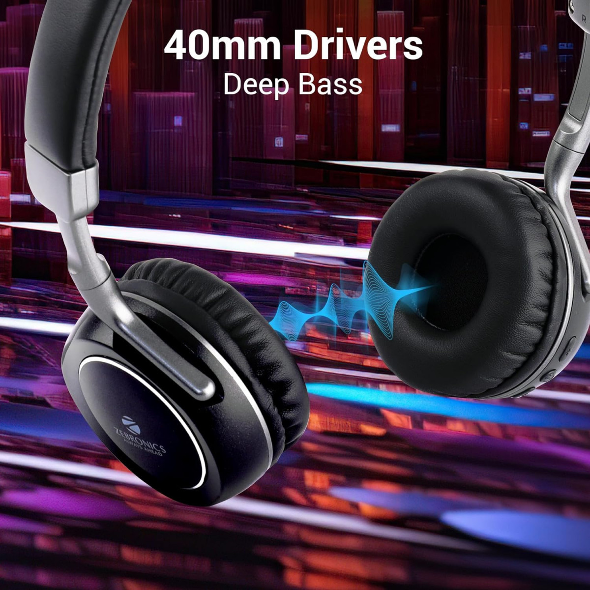 ZEBRONICS DUKE 2 Wireless Headphone Supports Bluetooth Dual Pairing Black