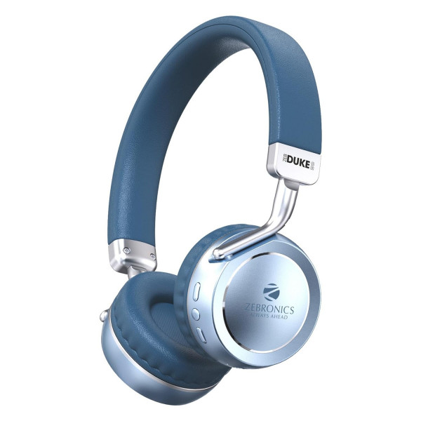 Image of ZEBRONICS DUKE 2 Wireless Headphone, Supports Bluetooth, Dual Pairing (Blue)