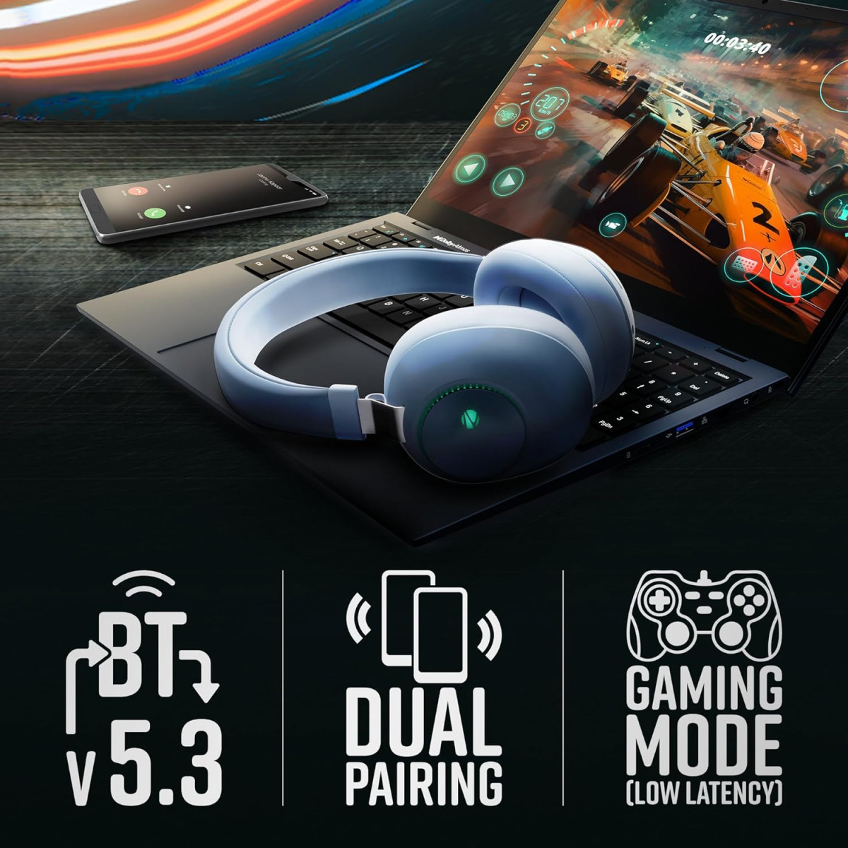 ZEBRONICS Duke 60hrs Playback Bluetooth Wireless Over Ear Headphone with Mic Blue