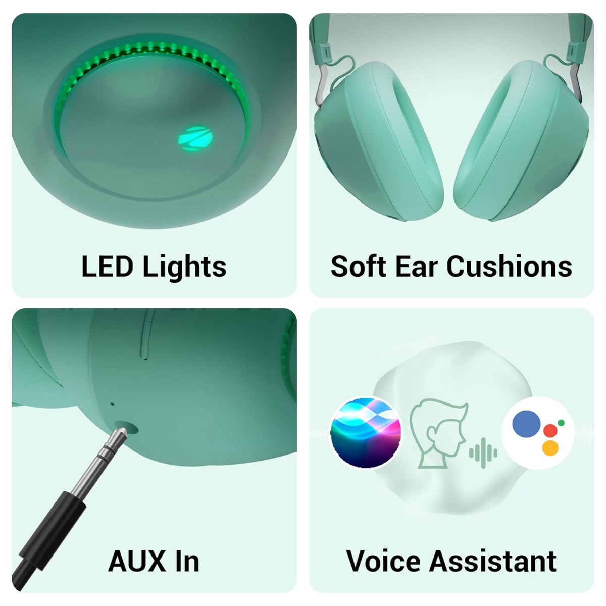 ZEBRONICS Duke 60hrs Playback Bluetooth Wireless Over Ear Headphone with Mic Green