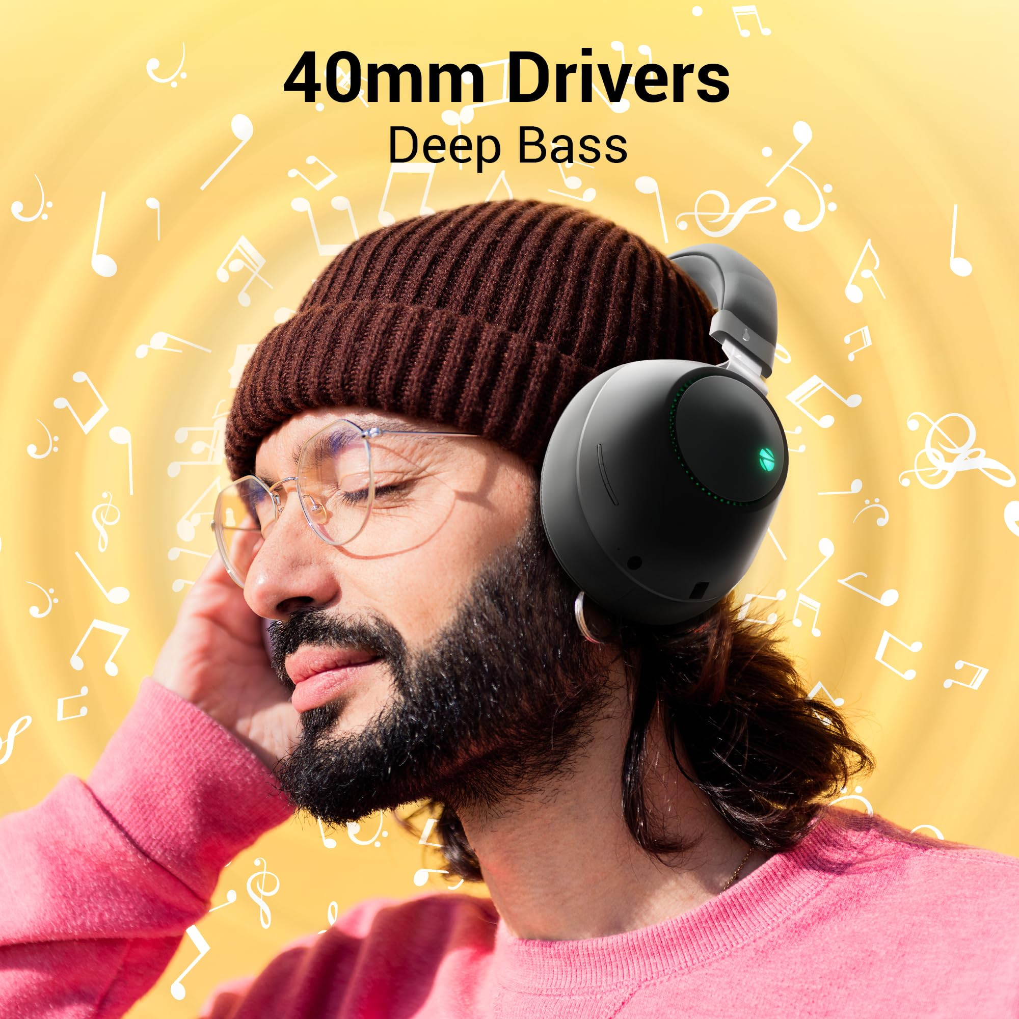 ZEBRONICS Duke Wireless Headphone with Up to 60h Backup Supports Bluetooth Dual Pairing Gaming Mode Environmental Noise Cancellation ENC LED Lights Deep Bass Voice Assistant Support Black