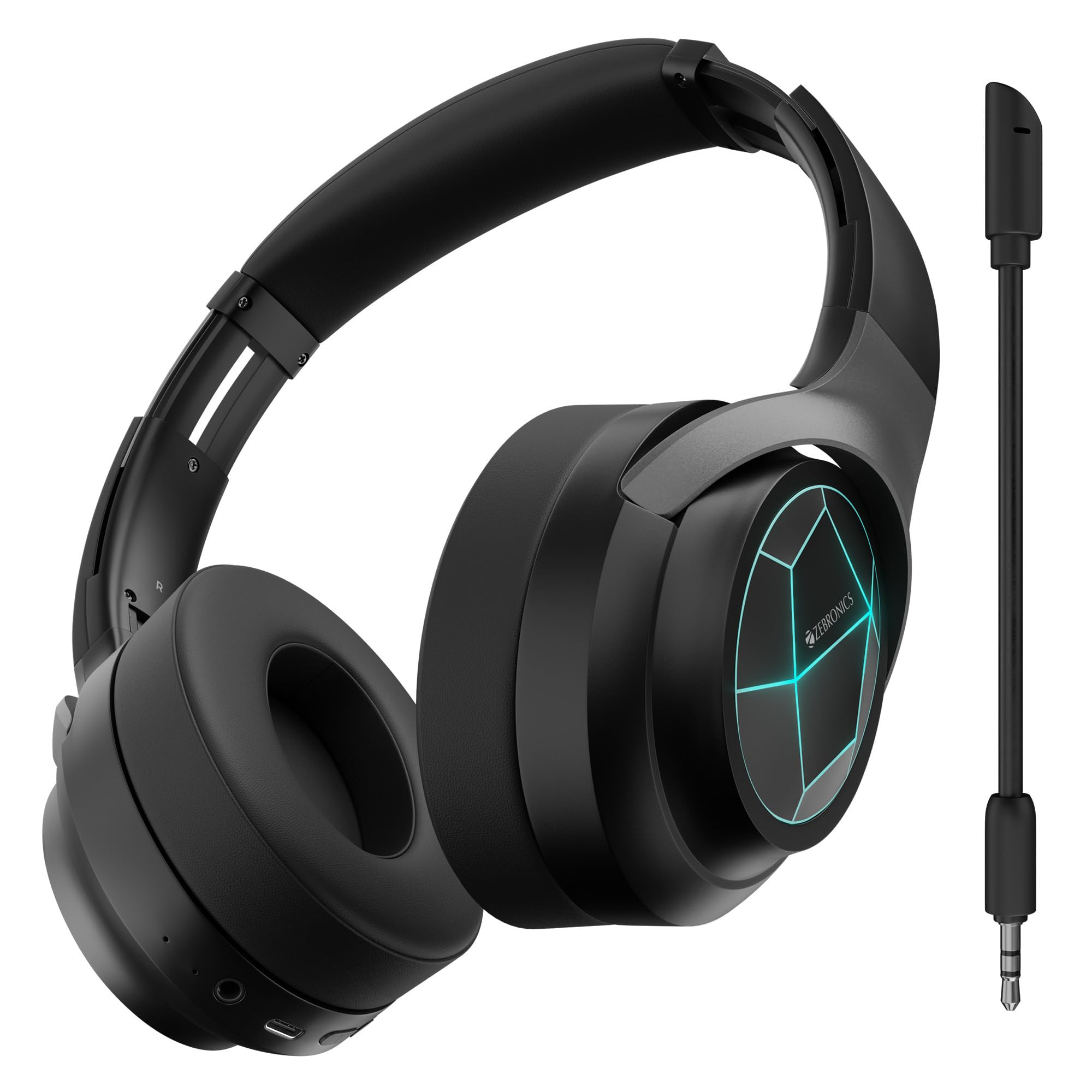 ZEBRONICS Envy 2 Wireless Over Ear Headphone ENC Upto 65 Hours Playback Gaming Mode Dual Pairing Bluetooth v53 AUX Call Function Voice Assistant Foldable Design Detachable Mic Black