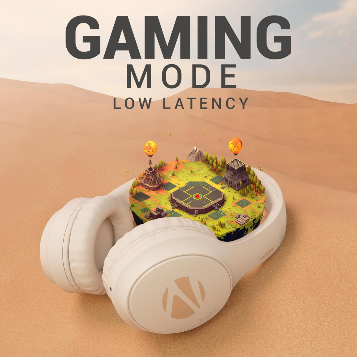 ZEBRONICS New Launch AEON Wireless Headphone with 110h Battery Backup Beige