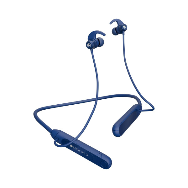 Image of ZEBRONICS RAGA F2, Bluetooth Neckband in Ear, 22 Hours Playback, ENC, Rapid Charging, Dual Pairing, Magsnap (Magnetic Play | Pause), 2 EQ Modes, Bluetooth v5.4, Call Function, Gaming Mode (Blue)