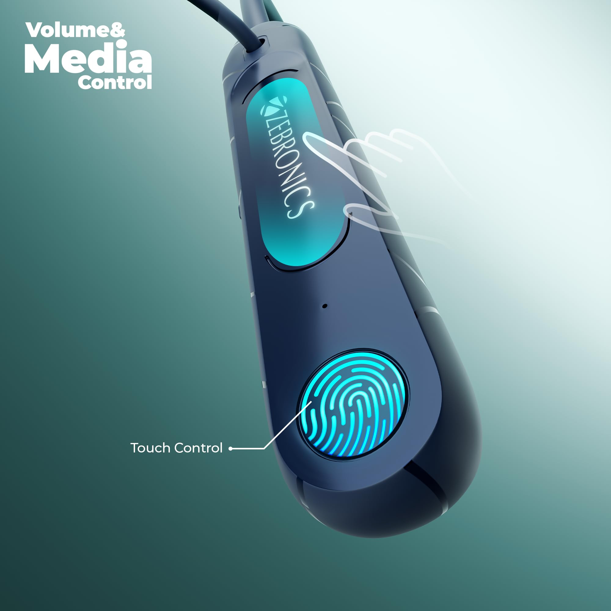 ZEBRONICS RAGA F2 Bluetooth Neckband in Ear 22 Hours Playback ENC Rapid Charging Dual Pairing Magsnap Magnetic Play Pause 2 EQ Modes Bluetooth v54 Call Function Gaming Mode Blue