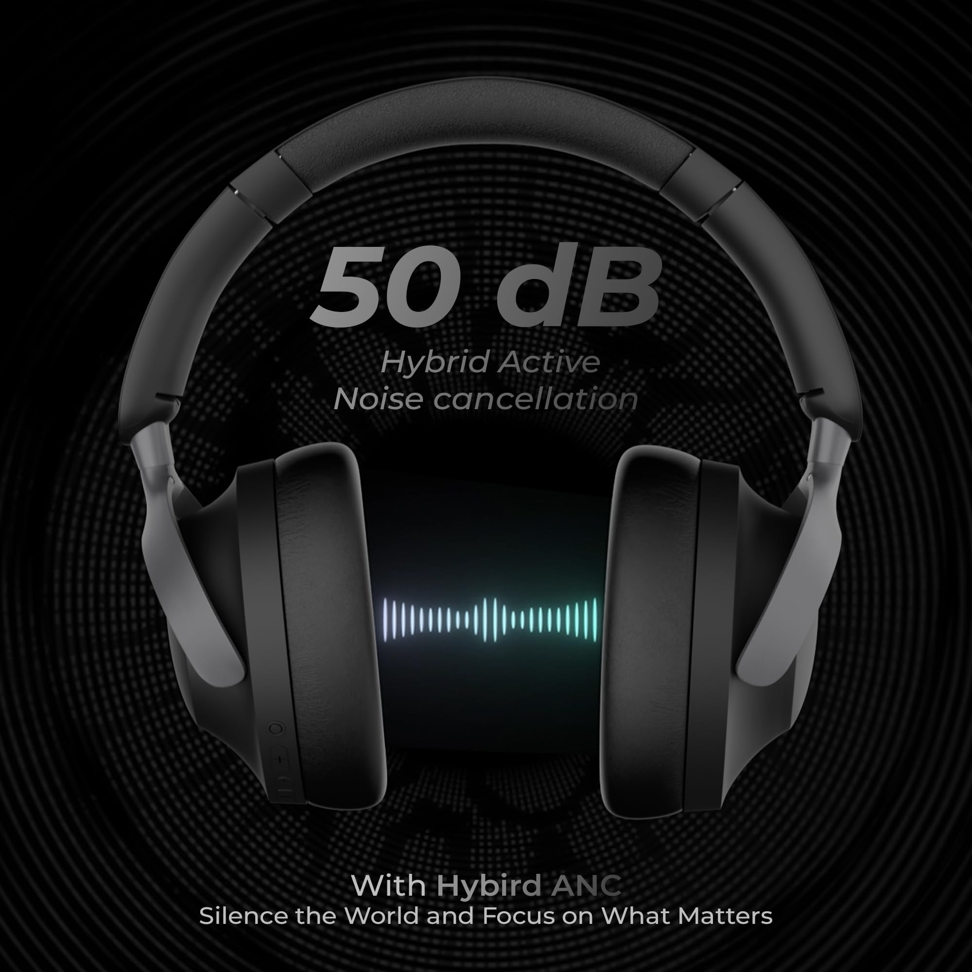 ZEBRONICS SILENCIO 111 Wireless Headphone Hybrid ANC 50dB 55Hrs Backup Transparency Mode 40mm Titanium Drivers 3 EQ Modes ENC Gaming Mode Dual Pairing Rapid Charge Bluetooth v54 Black