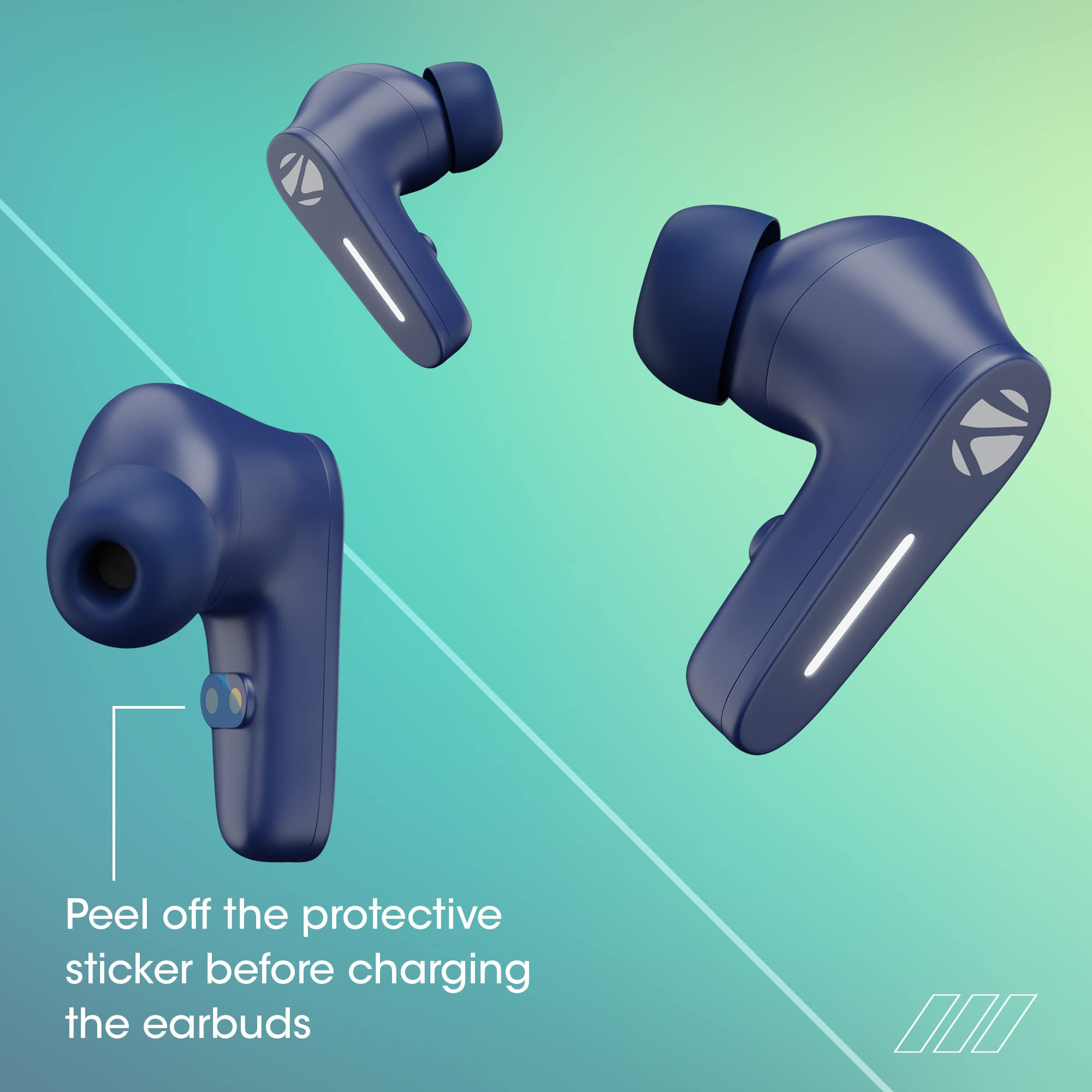 Zebronics Sound Bomb 7 Bluetooth TWS in Ear Earbuds with 60H Playtime ENC Mic Rapid Charge Upto 50ms Gaming Mode Flash Connect Voice Assistant Smooth Touch Control BT v52 Type C Blue