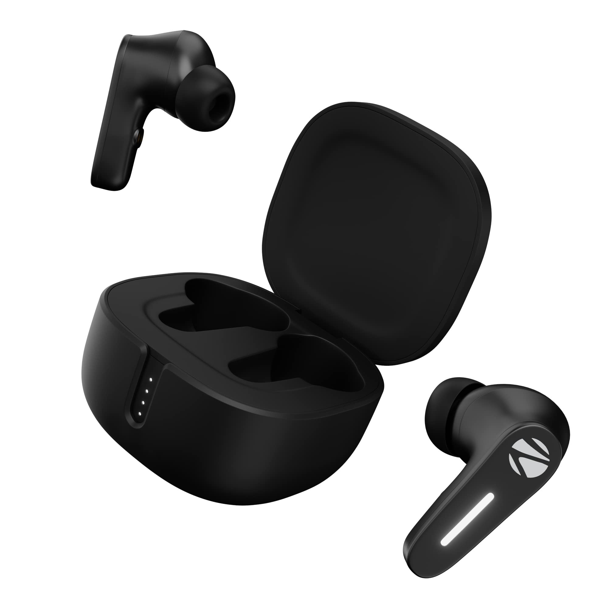 ZEBRONICS Sound Bomb 7 Bluetooth TWS in Ear Earbuds with 60H Playtime ENC Mic Rapid Charge Upto 50ms Gaming Mode Flash Connect Voice Assistant Smooth Touch Control BT v52 Type C Black