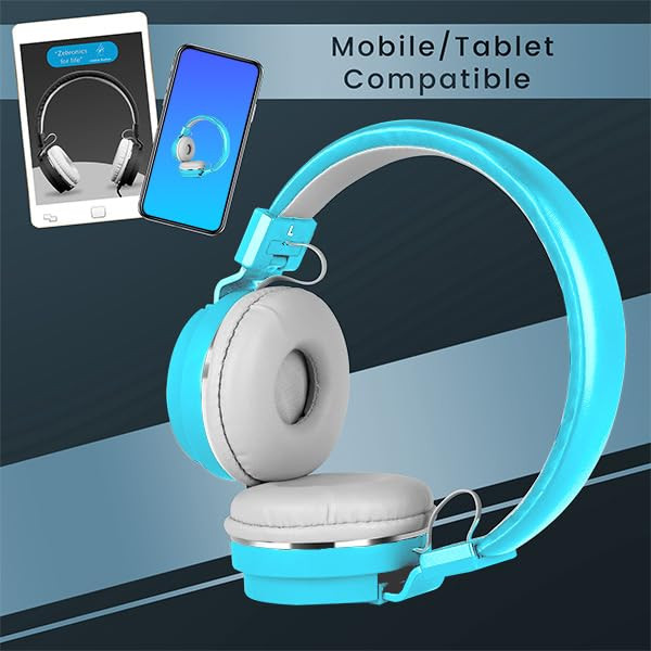 Zebronics Storm Wired Headphone with 35mm Jack Built in Microphone for Calling 15 Meter Cable Soft On Ear Cushion Adjustable Headband Foldable Ear Cups and Lightweight Design Blue