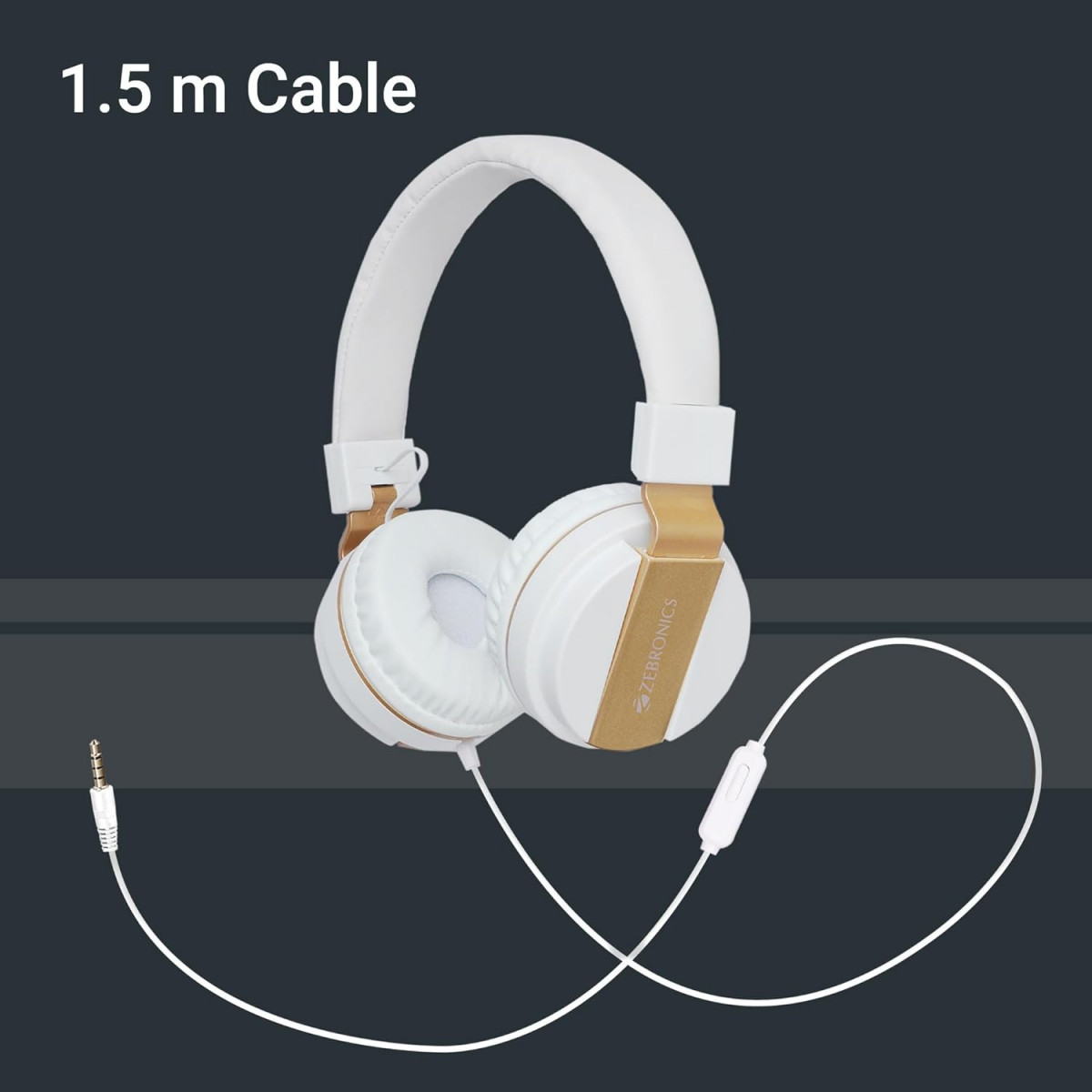 Zebronics Storm Wired On Ear Headphone with 35mm Jack White