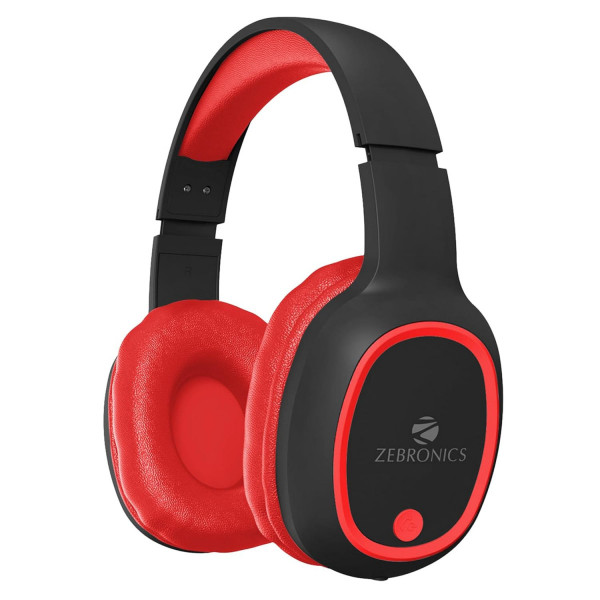 Image of Zebronics Thunder Bluetooth 5.3 Over Ear Wireless Headphones (Red)