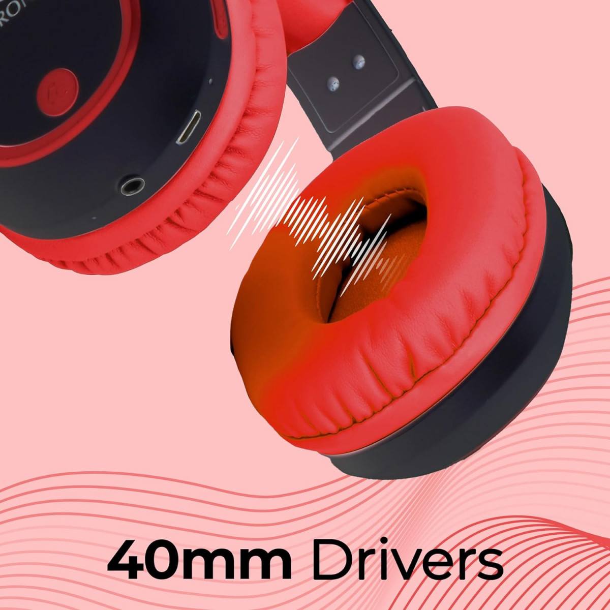 Zebronics Thunder Bluetooth 53 Over Ear Wireless Headphones Red