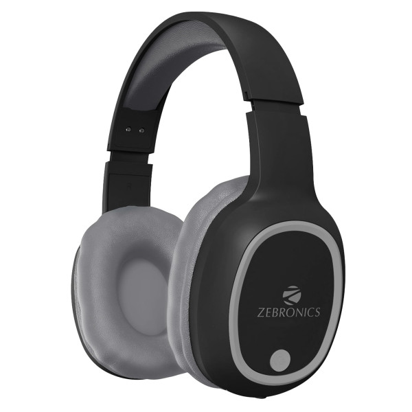 Image of ZEBRONICS THUNDER Bluetooth 5.3 Wireless Headphones with 60H Backup, Gaming Mode, Dual Pairing, ENC, AUX, Micro SD, Voice assistant, Comfortable Earcups, Call Function(Black)