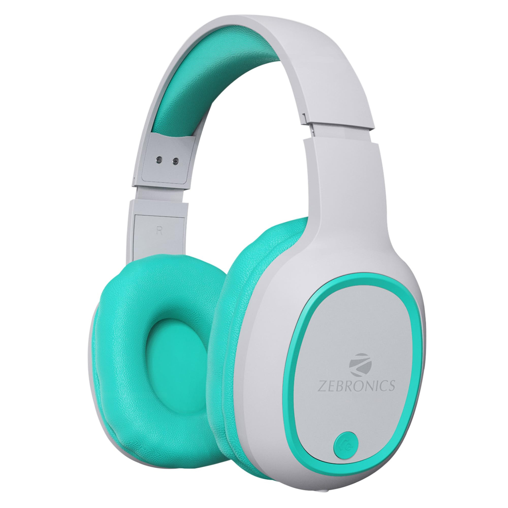 ZEBRONICS Thunder Bluetooth 53 Wireless Over Ear Headphones with 60H Backup Gaming Mode Dual Pairing Enc Aux Micro Sd Voice Assistant Comfortable Earcups Call Function Sea Green