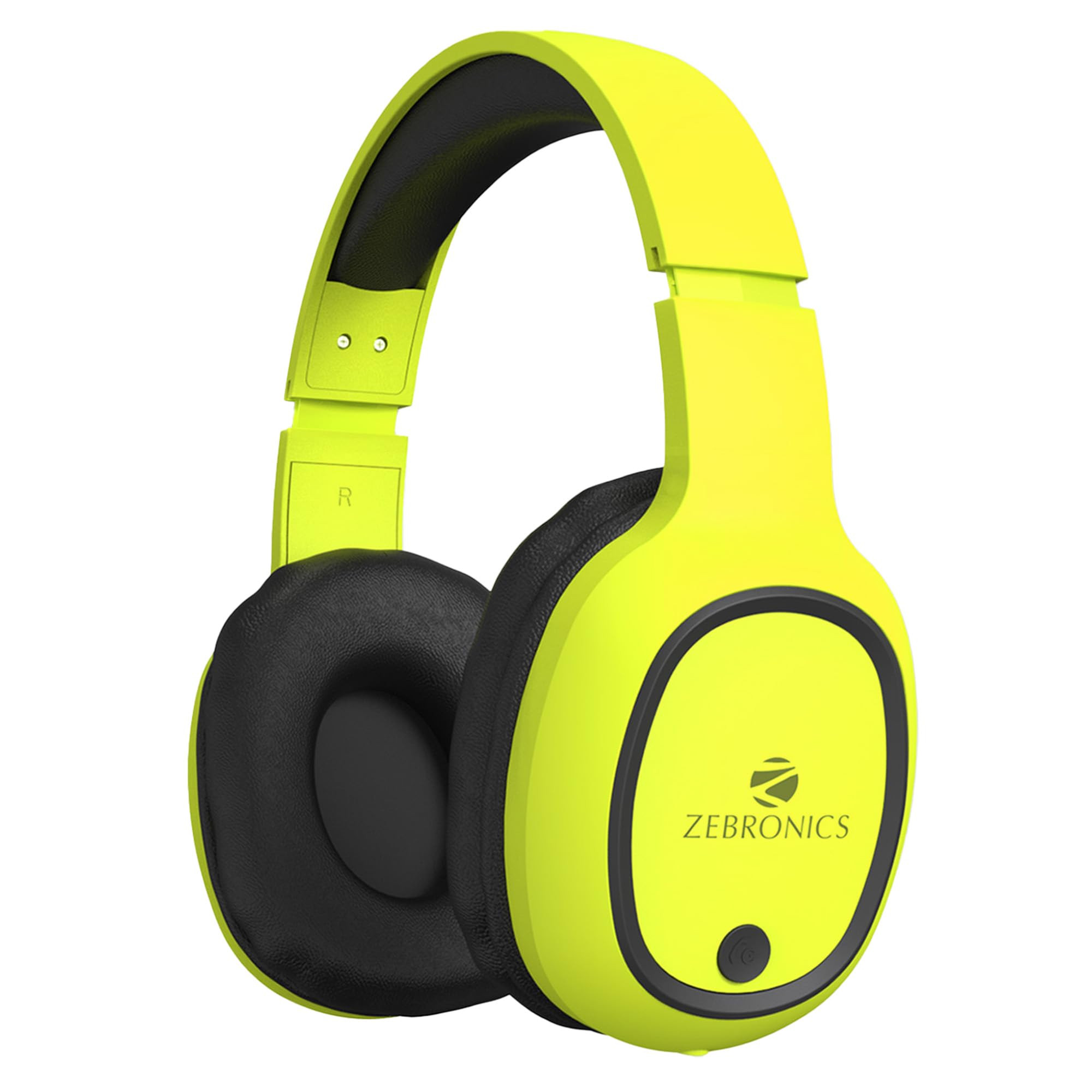 ZEBRONICS Thunder Bluetooth Wireless On Ear Headphone FM mSD 60hrs Playback with Mic Neon Yellow