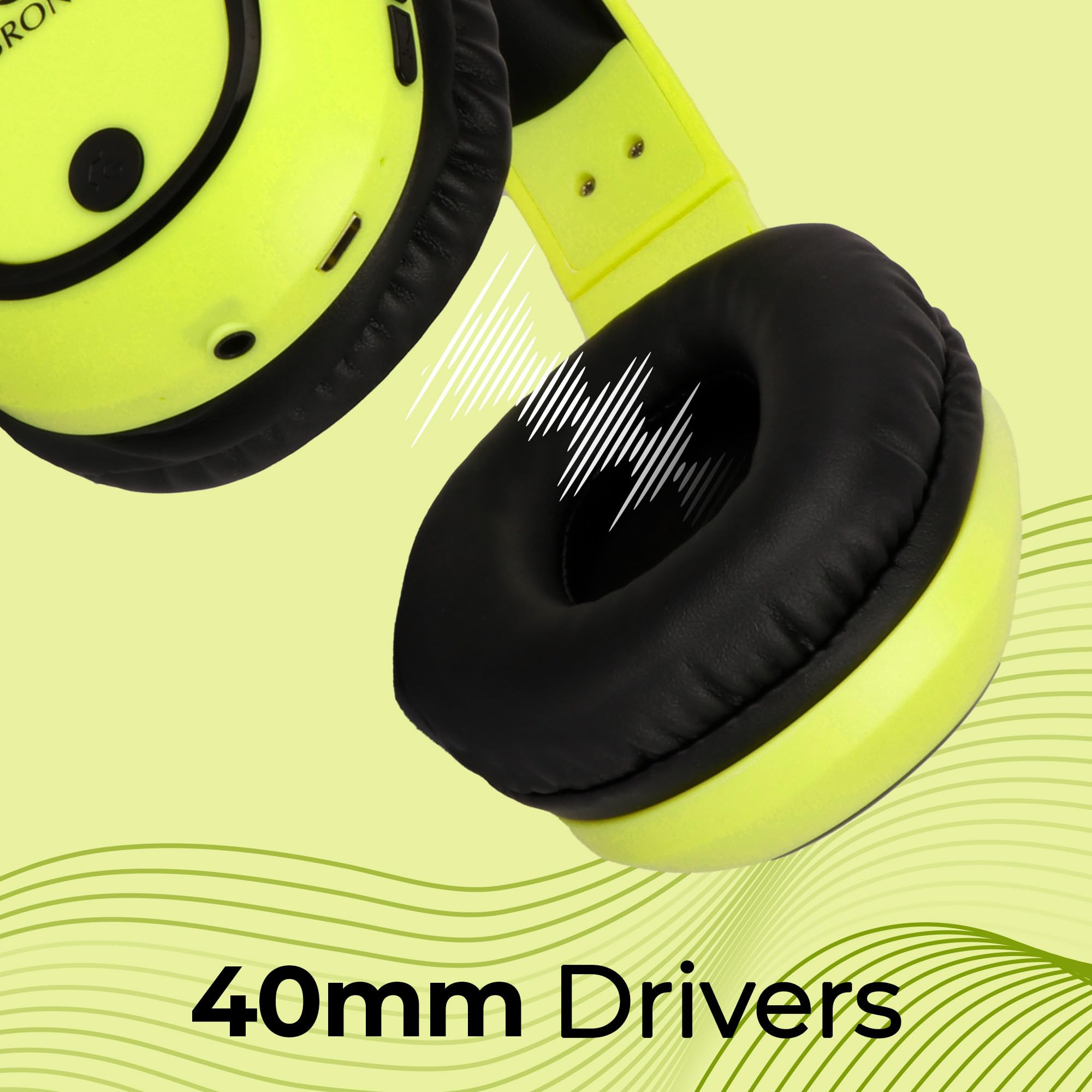 ZEBRONICS Thunder Bluetooth Wireless On Ear Headphone FM mSD 60hrs Playback with Mic Neon Yellow