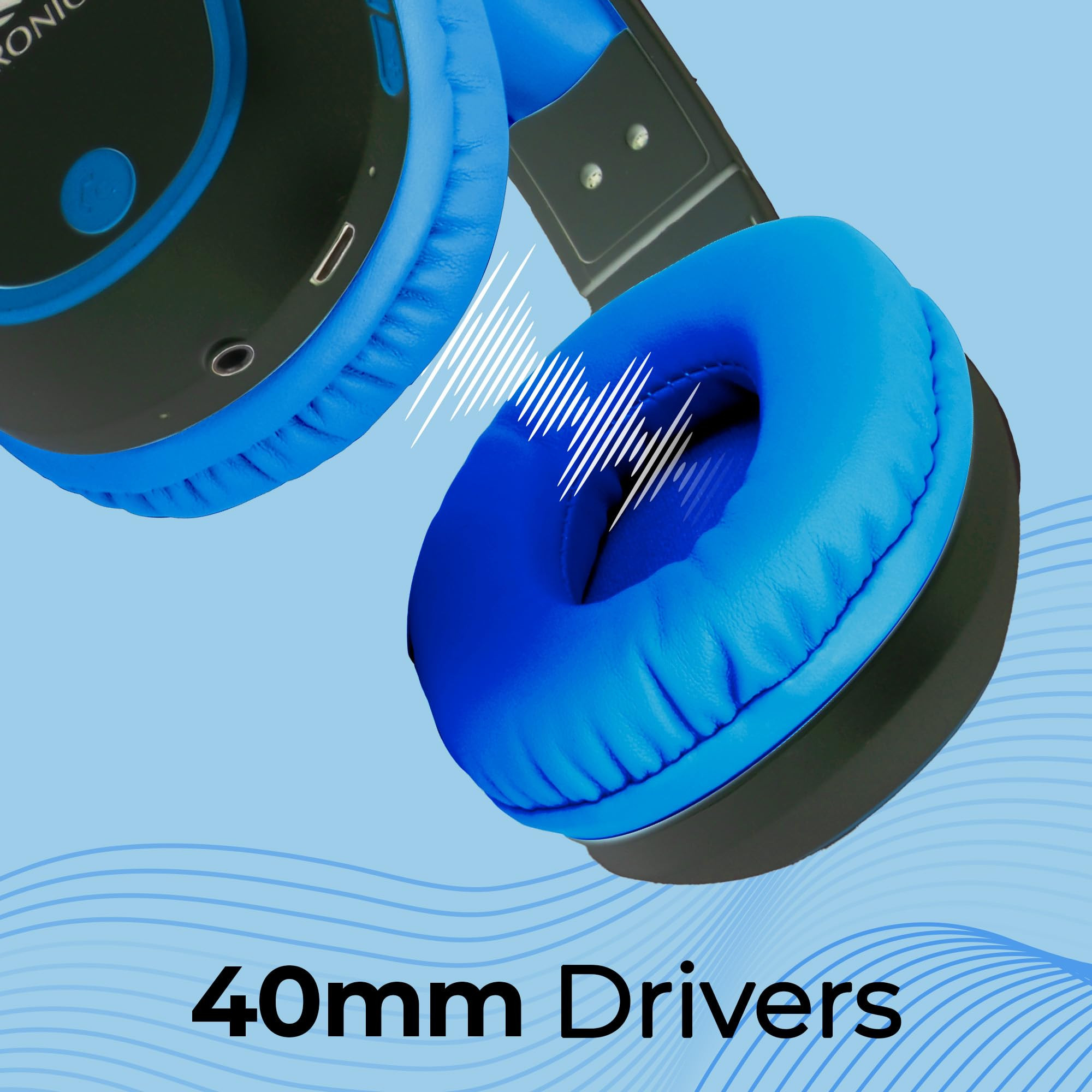 ZEBRONICS Thunder Over Ear Bluetooth 53 Wireless Headphones with 60H Backup Gaming Mode Dual Pairing Enc Aux Micro Sd Voice Assistant Comfortable Earcups Call Function Blue
