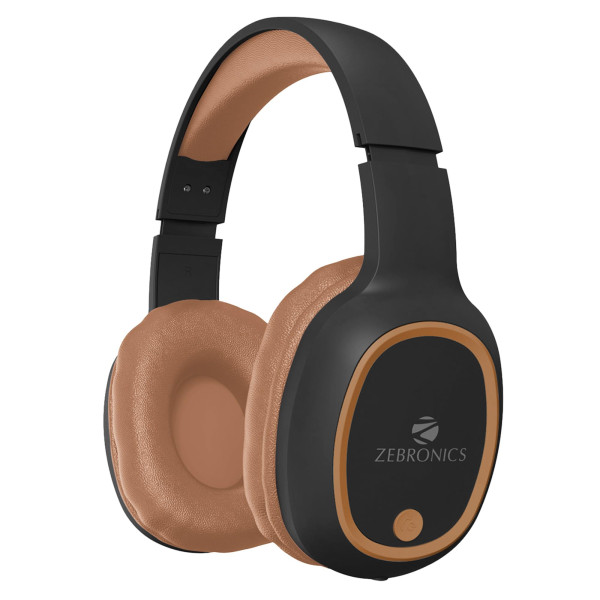 Image of ZEBRONICS Thunder Over Ear Bluetooth 5.3 Wireless Headphones with 60H Backup, Gaming Mode, Dual Pairing, Enc, Aux, Micro Sd, Voice Assistant, Comfortable Earcups, Call Function (Brown)