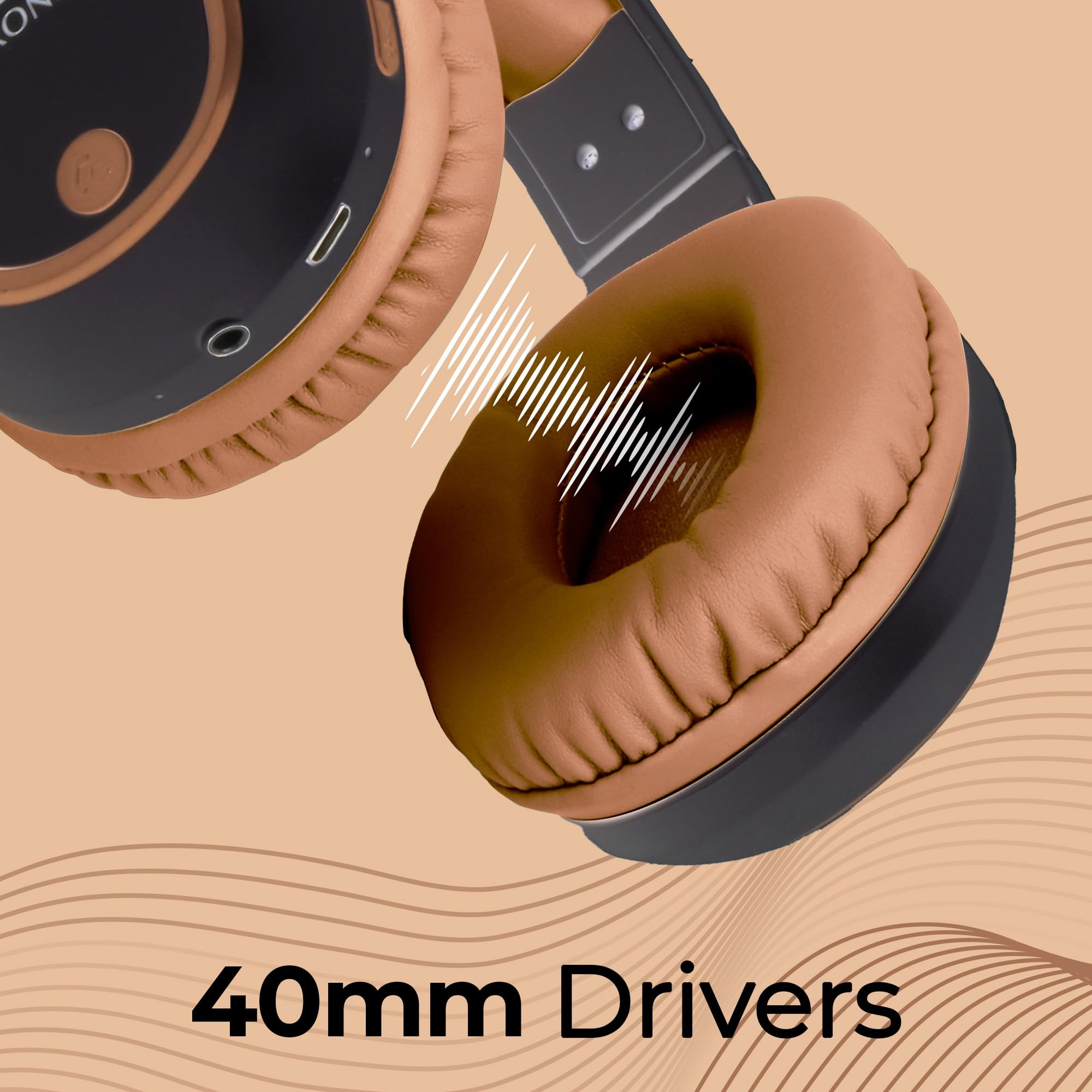 ZEBRONICS Thunder Over Ear Bluetooth 53 Wireless Headphones with 60H Backup Gaming Mode Dual Pairing Enc Aux Micro Sd Voice Assistant Comfortable Earcups Call Function Brown