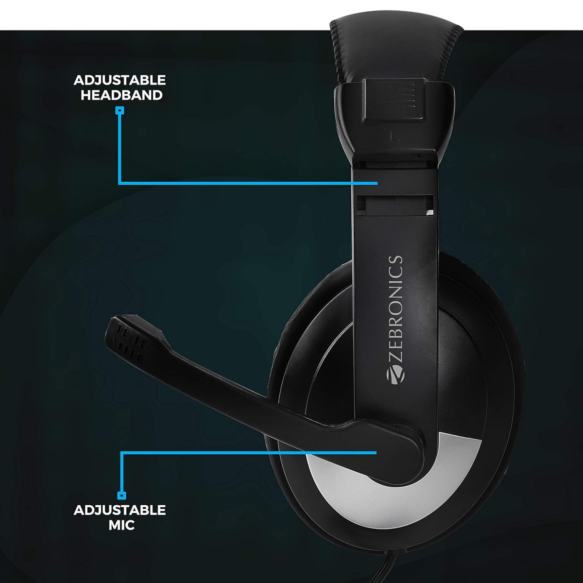 Zebronics Zeb-200HM Wired On Ear Headphone with Mic Black