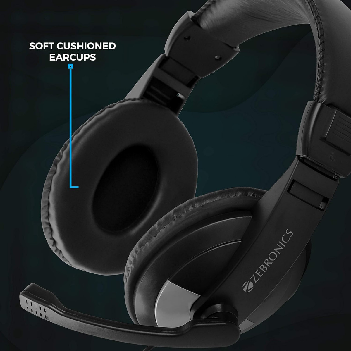 Zebronics Zeb-200HM Wired On Ear Headphone with Mic Black