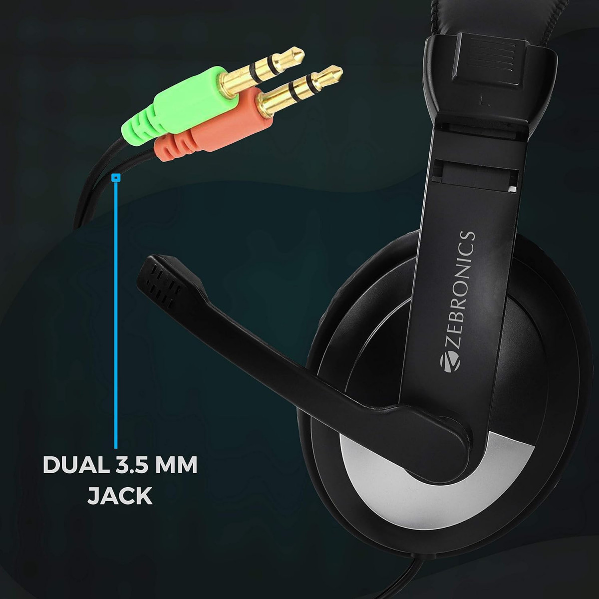 Zebronics Zeb-200HM Wired On Ear Headphone with Mic Black