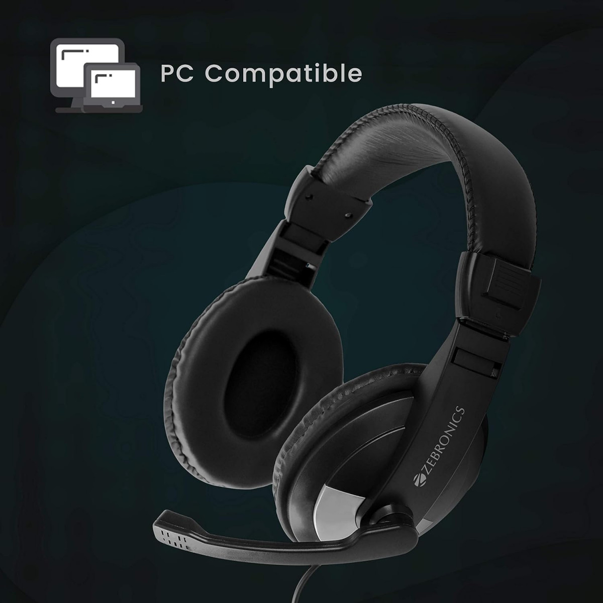 Zebronics Zeb-200HM Wired On Ear Headphone with Mic Black