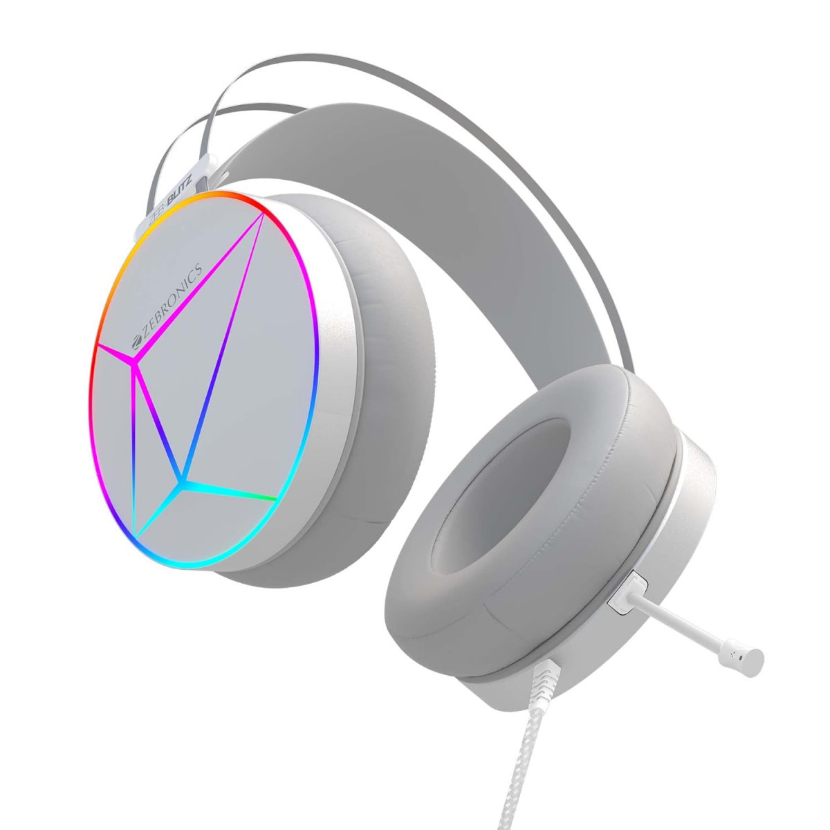 Zebronics Zeb-Blitz USB Gaming Wired Over Ear Headphones White
