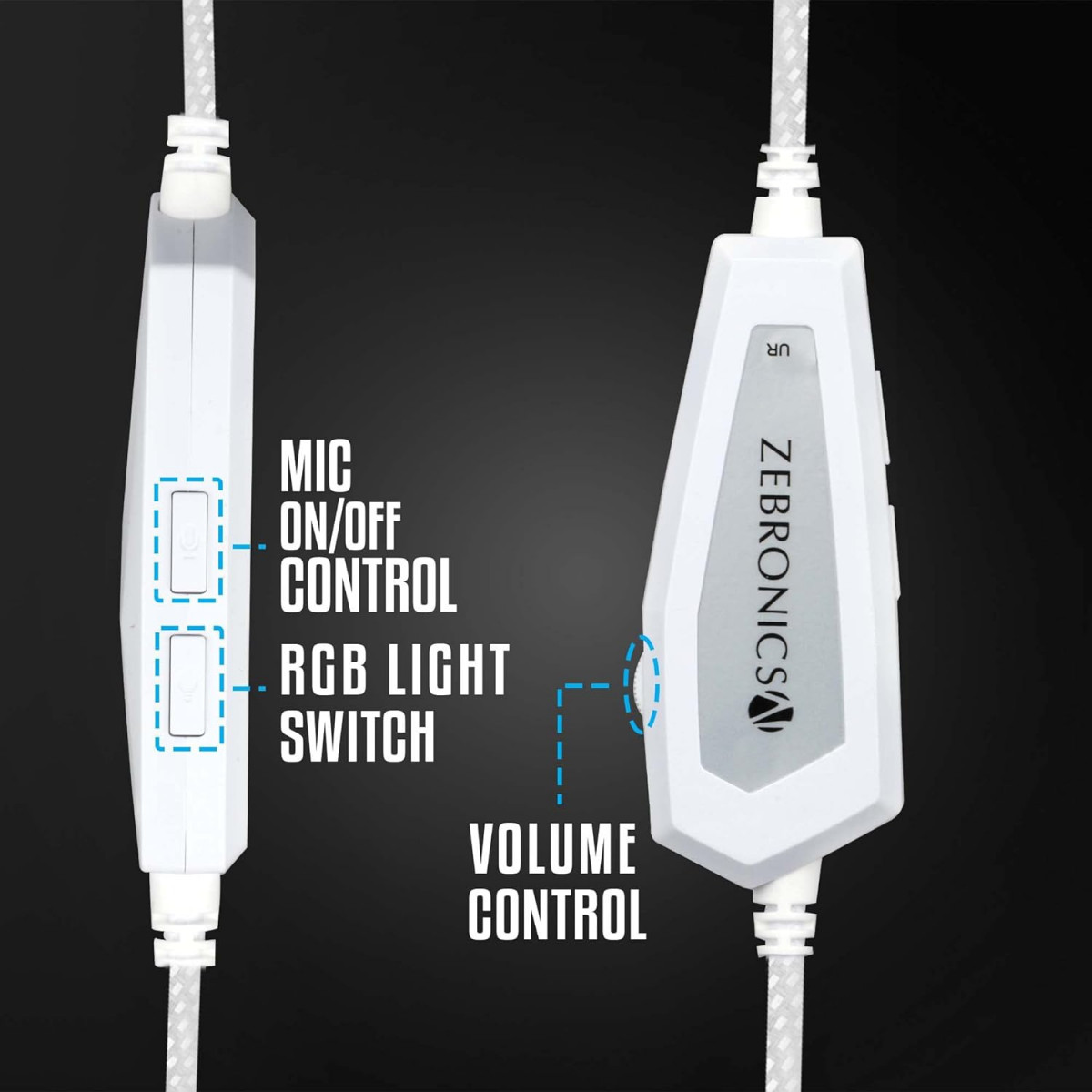 Zebronics Zeb-Blitz USB Gaming Wired Over Ear Headphones White