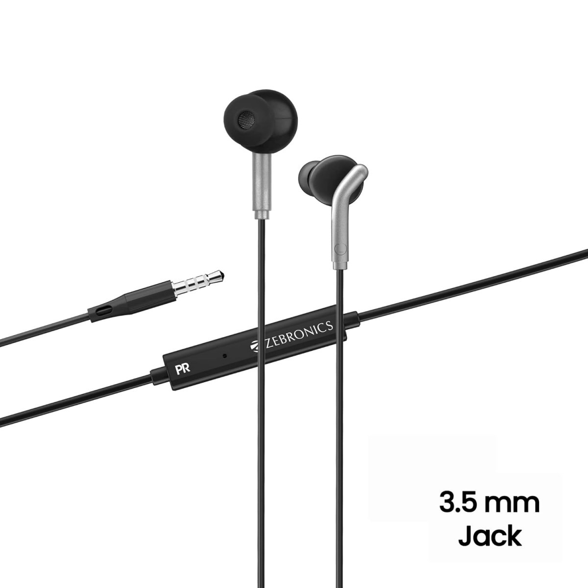 Zebronics Zeb-Bro in Ear Wired Earphones with Mic 35mm Audio Jack 10mm Drivers PhoneTablet CompatibleBlack