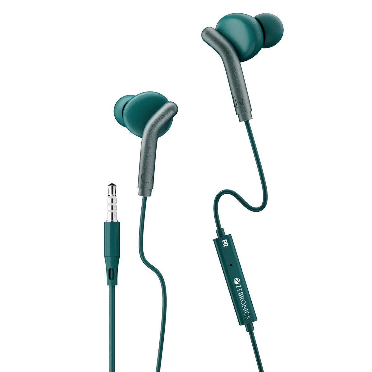ZEBRONICS Zeb-Bro in Ear Wired Earphones with Mic 35mm Audio Jack 10mm Drivers PhoneTablet CompatibleGreen