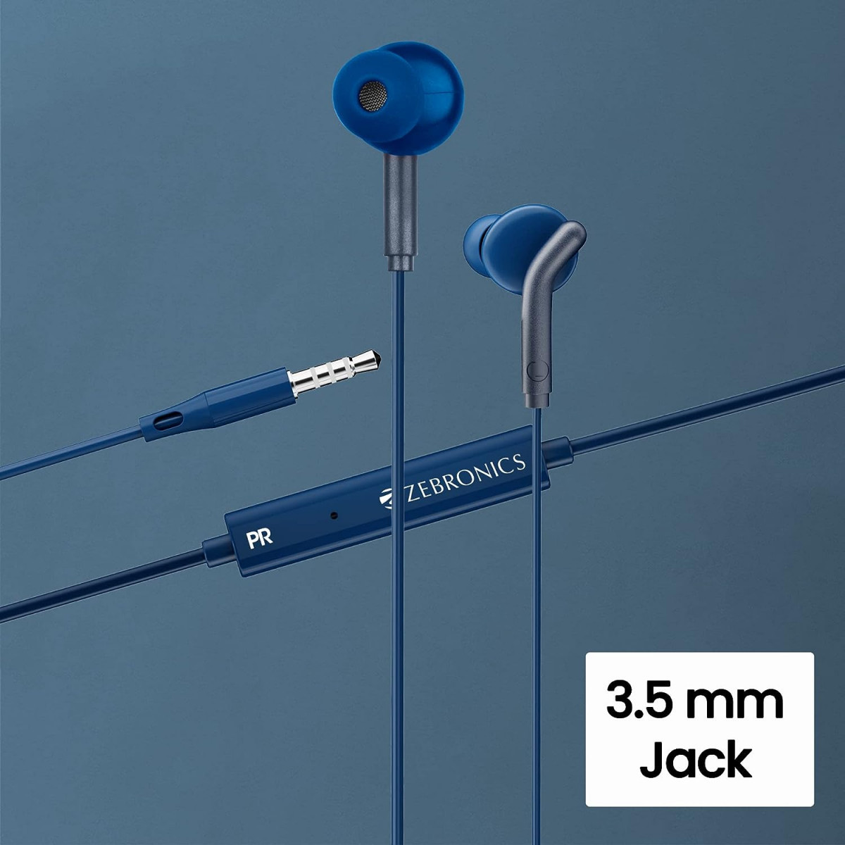 ZEBRONICS Zeb-Bro in Ear Wired Earphones with Mic 35mm Audio Jack 10mm Drivers PhoneTablet CompatibleBlue