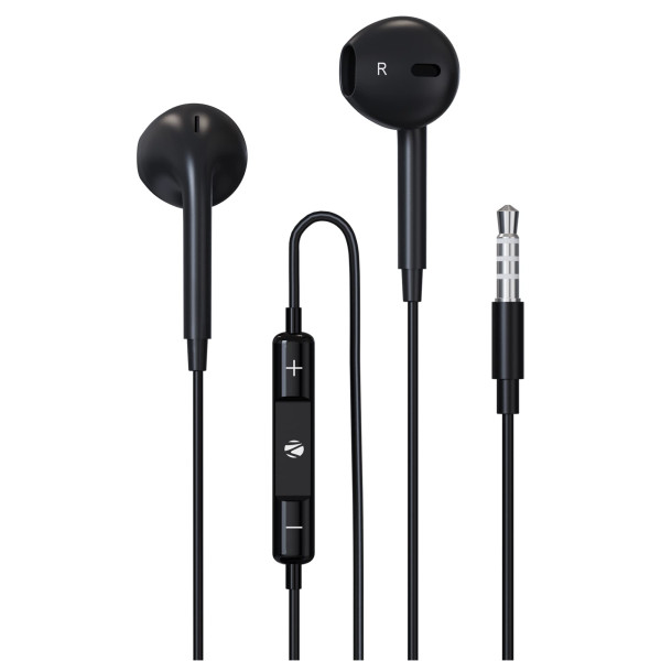 Image of ZEBRONICS Zeb-Buds 30 3.5mm Stereo Earphone with Microphone for Calling, Volume Control, Multifunction Button, 14mm Drivers, Stylish eartip,1.2 Meter Durable Cable and Lightweight Design(Black)