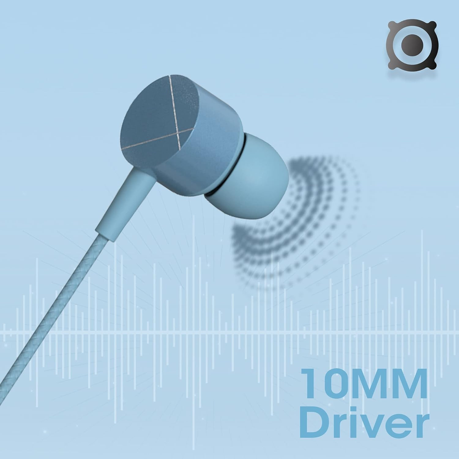 ZEBRONICS Zeb Buds C2 in Ear Type C Wired Earphones with Mic Braided 12 Metre Cable Metallic Design 10mm Drivers in Line Mic Volume Controller Blue