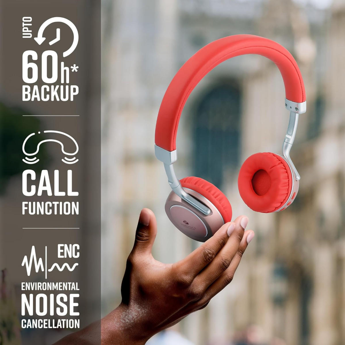 ZEBRONICS Zeb-Duke 2 Wireless Headphone Red