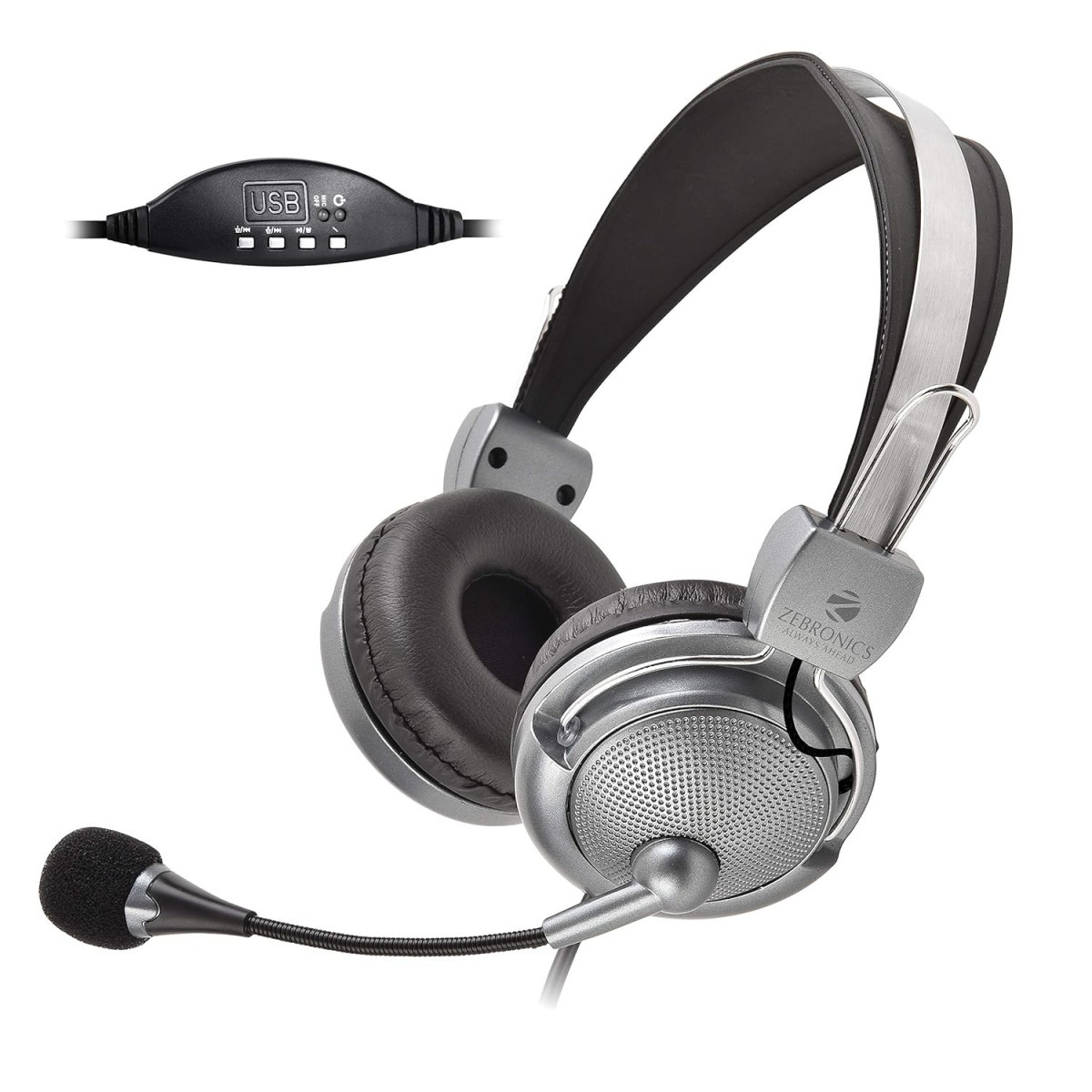 ZEBRONICS Zeb-Supreme USB Wired Headphone with Mic Black